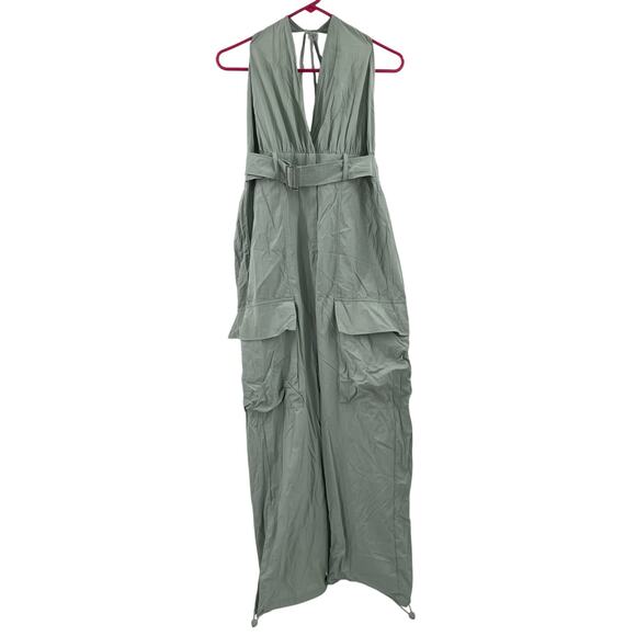 Forever 21 Pants - Forever 21 Jumpsuit SZ Medium Halter Cargo Light Blue/Green Parachute Cargo NWT